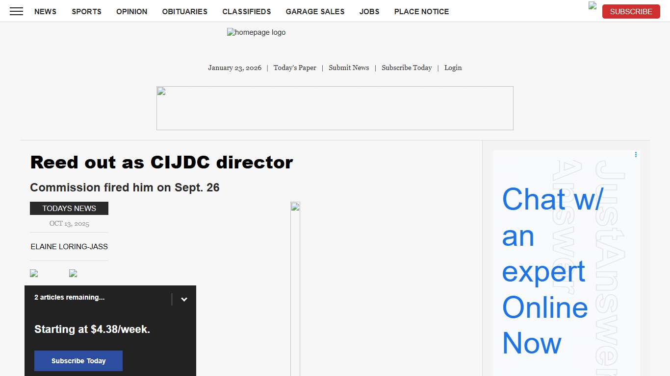 Reed out as CIJDC director News, Sports, Jobs - Times Republican